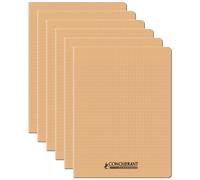 Conquerant Lot De 6 Cahiers Conquérant Polypro Agrafé 24x32 Cm 96p 90g Grands Carreaux Abricot
