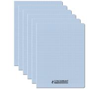 Conquerant Lot De 6 Cahiers Conquérant Polypro Agrafé 24x32 Cm 96p 90g Grands Carreaux Bleu Ciel