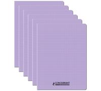 Conquerant Lot De 6 Cahiers Conquérant Polypro Agrafé 24x32 Cm 96p 90g Grands Carreaux Lilas