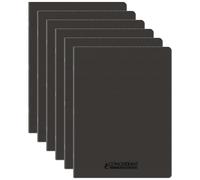 Conquerant Lot De 6 Cahiers Conquérant Polypro Agrafé 24x32 Cm 96p 90g Grands Carreaux Noir