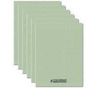 Conquerant Lot De 6 Cahiers Conquérant Polypro Agrafé 24x32 Cm 96p 90g Grands Carreaux Vert Tendre