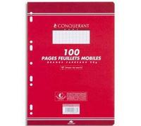 Conquerant Sept Feuillets Mobiles - 21 X 29,7 Cm - 100 Pages - Grands Carreaux Blancs - 90g - Sous Étuis