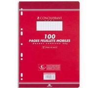 Conquerant Sept Feuillets Mobiles - 21 X 29,7 Cm - 100 Pages - Grands Carreaux Blancs - 90g - Sous Étuis
