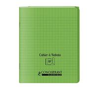 Conquérant Cahier à rabat agrafé 24 x 32 cm 96 p 90 g Grands carreaux Polypro Vert
