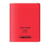conquerant Un Cahier à Rabat avec Couverture Polypro Hamelin 24 x 32-96 Pages -Grands Carreaux Seyès - Rouge