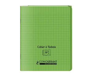 conquerant Un Cahier à Rabat avec Couverture Polypro Hamelin 24 x 32 - 96 Pages -Grands Carreaux Seyès - Vert