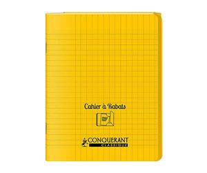 conquerant Un Cahier à Rabat avec Couverture Polypro Hamelin 24 x 32 - 96 Pages -Grands Carreaux Seyès - Jaune