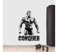 Conquest Arnold Schwarzenegger Wall Sticker Vinyl Sticker Bodybuilding Gym Gift Fitness Wall Sticker Gym Décoration Workout Logo 43cmX30cm