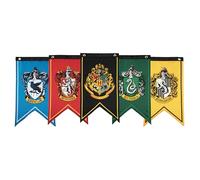Conquest Journals Lot de 5 drapeaux Harry Potter en polyester avec blason de Poudlard, Gryffondor, Serpentard, Serdaigle et Poufsouffle, fête d'anniversaire 30,5 x 50,8 cm
