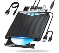 conreruru Prise en Charge du Lecteur Externe Blu-Ray, Prise en Charge des lecteurs Blu-Ray DVD/CD/Lecture/écriture, USB 3.0 &/Type-C, Prise en Charge de Blu-Ray/DVD/CD, Lecteur BD, Windows 7-11 et