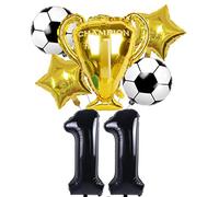 Conruich Ballon Football, Deco Anniversaire 11 Ans Enfants, Géant Chiffre Noir, Décorations de Fête Thème Sport