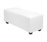 CONRUSER Housse de pouf rectangulaire en jacquard doux pour repose-pieds de salon (blanc, taille XL)