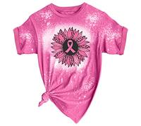 Conscience du cancer du sein Octobre Nous portons des hauts roses T-shirts à col rond Imprimé ample Hauts en tricot Robe sexy, v, XL