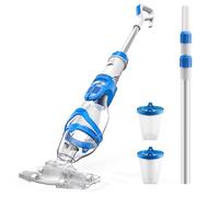 Consciot Aspirateur de Piscine pour Piscine Hors Sol et creusée, aspirateur à Main de 22 GPM avec Perche télescopique de 2 m, capacité de 2 L, autonomie de 60 Minutes, 2 filtres; idéal pour Spa