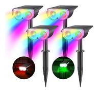 Consciot Lot de 4 spots solaires d'extérieur, 16 LED, étanches IP67, couleurs changeantes, 8 couleurs, marche/arrêt automatique, appliques murales réglables 2 en 1 pour jardin, cour, allée (RGB)