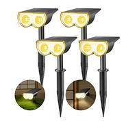 Consciot Projecteur paysager à 16 LED, 650 lm, IP67, étanche, à énergie solaire, applique murale d'extérieur sans fil pour jardin, cour, patio, allée, plastique ABS à fort impact, blanc chaud 3000 K