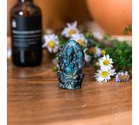 Conscious Items - Statue de Ganesh en cristal de labradorite du dieu de la chance - Statue hindoue de Ganesh - Petit Ganesh pour tableau de bord de voiture - Décoration de salle de yoga et de