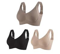 Consciouts Bra, Wireless Ribbed Push-Up Bra for Women, Seamless Adjustable Support with Side Wings & Invisible Lift for Comfort