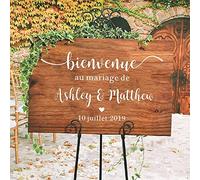 Conseil De Mariage Français Panneau ，De Réception De Bienvenue Autocollant Personnalisé Mariage Pour Verre,Nom Personnalisé Date Panneau De Mariage,Bienvenue Mariage Autocollant (Size : 24x42cm)