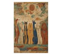 Conseil des Chats sous Le Soleil Rouge Puzzle 1000 Pièces en Bois