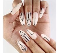 Conseils d'ongles en amande, fausses colles sur bâton, à pression, faux artificiels pour femmes et filles, cadeaux, modèles de faux ongles