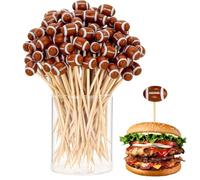 Conseils Pour Les Dents De Football Pour Apéritifs, -dents De Cocktail Pour Apéritifs Apéritifs Choisis Avec Toppers Avec Cupcake De Football De Baseball, Décor De Décorations De 100 Pièces