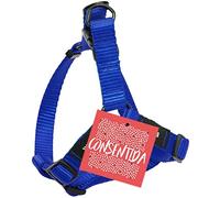 Consentida Harnais Basic pour Chien Moyen T2 - Taille M 30-40 x 1,5 cm - uni - Bleu - Tissu résistant fabriqué en Nylon - Facile à Attacher - Accessoires pour Chiens