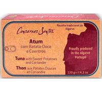 Conservas Santos - Thon à l'huile d'olive extra vierge avec patates douces et coriandre/Produit Gourmet du Portugal - 5 x 120 gr Pack