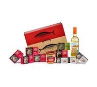 CONSERVAS SERRATS - Coffret Cadeau - Mer Cantabrique mariée au Txakoli - 10 Conserves Gourmet et 1 bouteille - Thon Germon, Anchois et Sardinillas - Élaboration Artisanale Basque