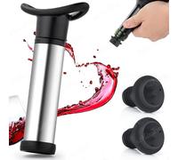 Conservateur de pompe à vide, ensemble économiseur de vin, bouchons de vin sous vide pour blanc/bière, vin, acier inoxydable, garde le vin frais A-5pcs Stoppers
