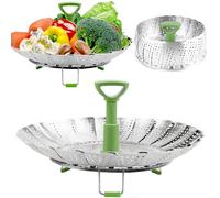 Consevisen Panier vapeur à légumes pour cuisiner des aliments - Panier vapeur en acier inoxydable pour casserole - Insert vapeur extensible pliable avec poignée extensible - Convient pour casseroles