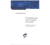 Considérations sur les moeurs de ce siècle