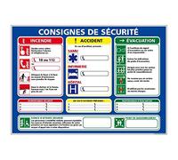 Consignes de Sécurité - Adhésif - 300 x 420 mm - Panneau d'affichage Consignes Sécurité Autocollant - Protection Anti-UV