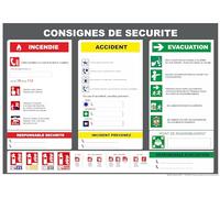Consignes de sécurité - format paysage, gris - Pour boutiques et entreprises. Affichage format A4 plastifié, Matt