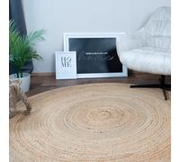 Consilio Concept Ø 90 x 90 Tapis Salon Nature Beige Jute Ronde Tissu Plat Boho Style Cottage Vegan Uni tressé Tendance Certifié Made in Germany Design Manufaktur Markenteppich Oeko TEX