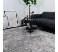 CONSILIO CONCEPT 200 x 290 Tapis Salon Argent Mona Shaggy à poils longs moderne fait main