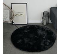 Consilio Concept CLOUD tapis en fourrure 120x120 noir tapis supersoft 39 mm hauteur soft doux imitation fourrure de lapin