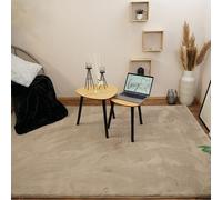 Consilio Concept COZY tapis en fourrure 200x290 taupe tapis supersoft 28 mm hauteur soft doux fourrure de lapin imitation beige marron