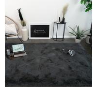 Consilio Concept Tapis en fourrure 200x290 gris foncé Tapis supersoft 50 mm de hauteur soft doux Fourrure de lapin imitation anthracite gris foncé