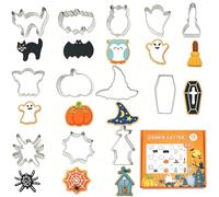Consnew 12 Pièces Emporte-pièce Halloween Acier Inoxydable, Formes Effrayantes pour Biscuits, Décoration d’Anniversaire, DIY Gâteau & Pâte d’Amande, Réutilisable pour Famille et Vacances