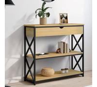 IDMarket Console Wayne – 1 tiroir, 2 étagères, design industriel