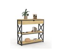 IDMarket Console Wayne – 1 tiroir, 2 étagères, design industriel