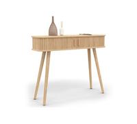 IDMarket - Console 2 Portes coulissantes Romie Lattes tasseau Bois Coloris chêne