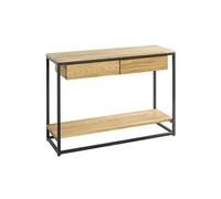 Console 2 Tiroirs & 1 Etagère "Aria" 100cm Naturel & Noir