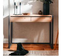 Console 2 tiroirs 100x35x75 cm chêne et anthracite - SYLON