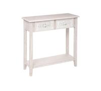 Console 2 tiroirs bois blanchi Hina Atmosphera Blanc G