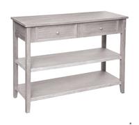 Console 2 tiroirs ""Charme"" bois blanchi L110cm - Atmosphera createur d'interieur