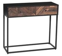 JORDAN - Console 2 Tiroirs en Métal Noir et Bois Recyclé - Altobuy Noir