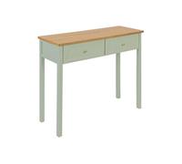 Atmosphera - Console Mohea Vert Céladon et Bois, L 100 x P 35 x H 80 cm, 2 Tiroirs - Meuble de Rangement pour Entrée, Chambre, Salon