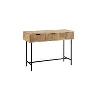 Console 3 tiroirs en manguier massif relief graphique vertical piètement métal laqué noir - MELKA -